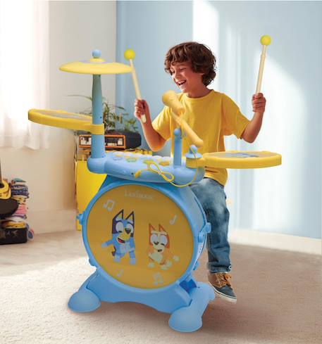 Batterie électronique lumineuse complète avec clavier, cymbales et tabouret bluey Bleu 4 - vertbaudet enfant 