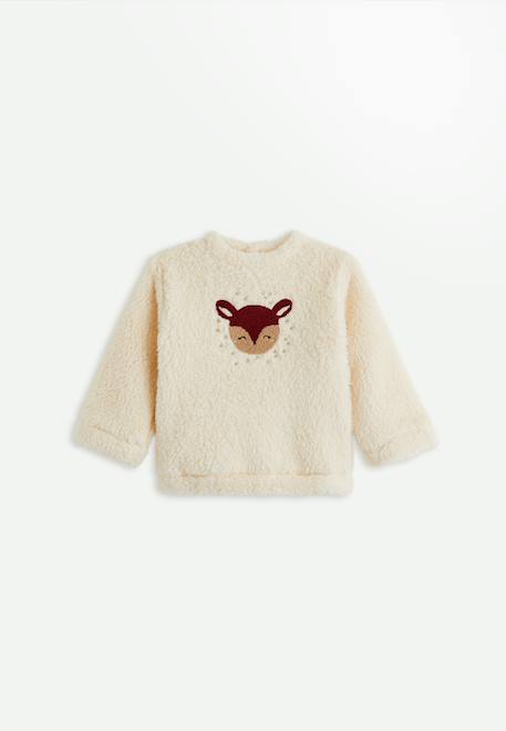 Sweat-shirt bébé en sherpa grace Vanille 1 - vertbaudet enfant 
