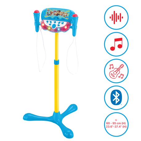 Microphone pat’ patrouille sur pied ajustable lumineux avec enceinte, 2 micros et effets vocaux, fonction bluetooth Bleu 2 - vertbaudet enfant 