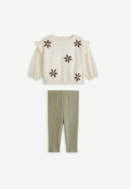 Ensemble bébé sweat en molleton et legging misti Kaki 1 - vertbaudet enfant 