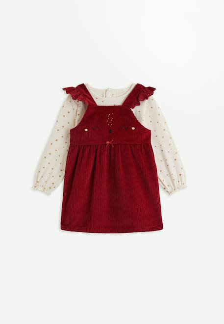 Ensemble bébé robe en velours côtelé et t-shirt grace Bordeaux 1 - vertbaudet enfant 