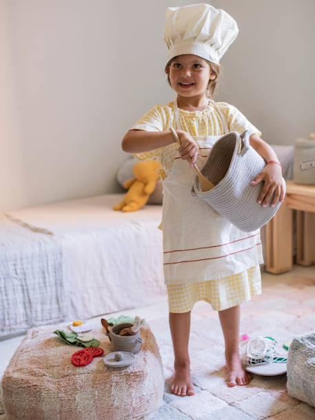Panier de jeu petit chef avec un tablier et une toque Gris perle, naturel, terracotta 4 - vertbaudet enfant 
