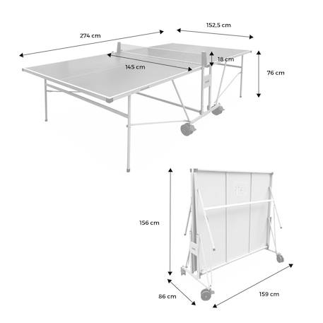 Table de ping pong outdoor, avec 2 raquettes et 3 balles, pour utilisation extérieure, sport tennis de table Bleu+Gris 10 - vertbaudet enfant 