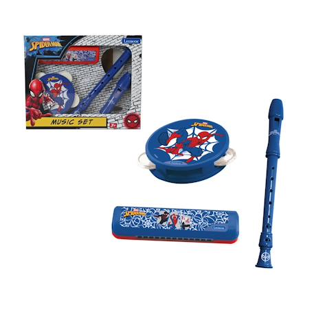Set musical spiderman - tambourin, flûte & harmonica Bleu 1 - vertbaudet enfant 