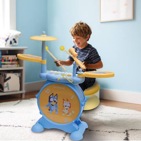 Batterie électronique lumineuse complète avec clavier, cymbales et tabouret bluey Bleu 3 - vertbaudet enfant 