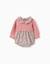 Barboteuse bi-matière avec motif floral Beige clair 1 - vertbaudet enfant 