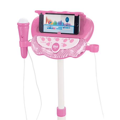 Microphone hello kitty sur pied ajustable lumineux avec enceinte, 2 micros et effets vocaux, fonction bluetooth Rose 6 - vertbaudet enfant 