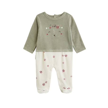 Pyjama bébé en velours misti Kaki 2 - vertbaudet enfant 