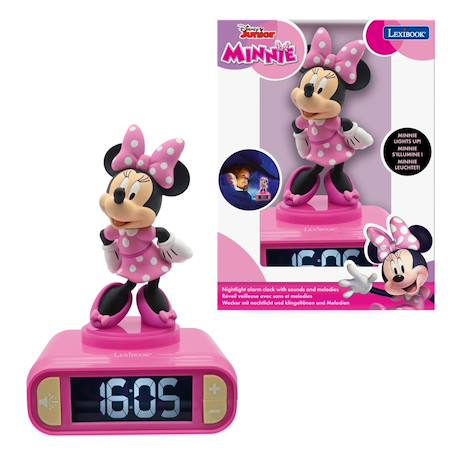 Réveil digital avec veilleuse lumineuse minnie en 3d et effets sonores ROSE 1 - vertbaudet enfant 
