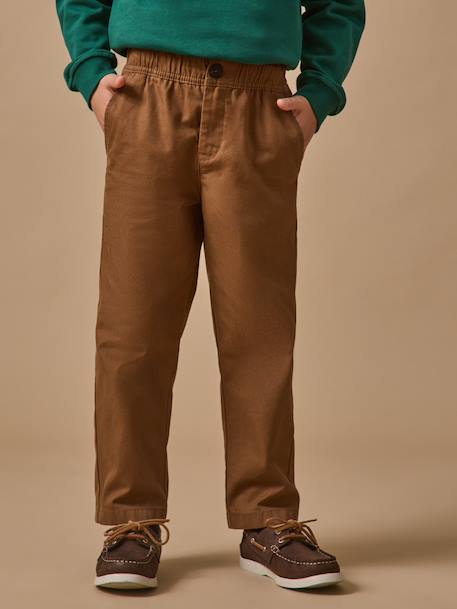 Pantalon relax en twill garçon Kaki+Marron foncé 4 - vertbaudet enfant 