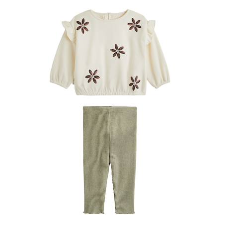 Ensemble enfant sweat en molleton et legging misti Kaki 2 - vertbaudet enfant 