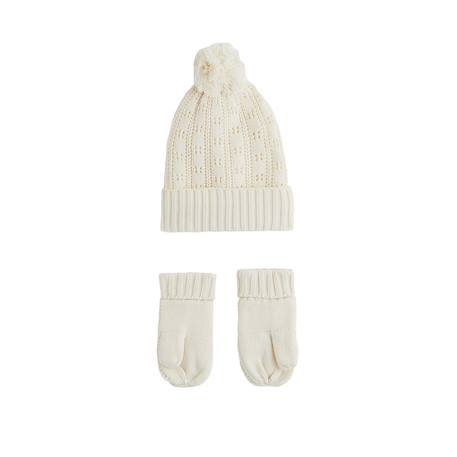 Bonnet enfant et moufles en tricot elise Ecru 3 - vertbaudet enfant 