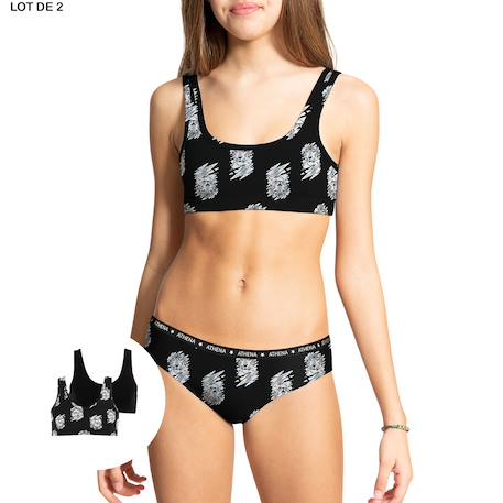 Lot de 2 brassières fille ecopack athena fille Floral-rose poudre+Imprimé tigres-noir+Motif-noir 7 - vertbaudet enfant 