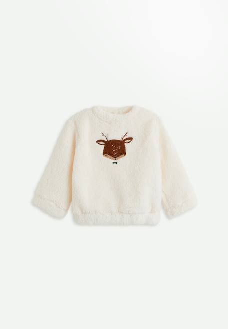 Sweat-shirt bébé en sherpa oslo Ecru 1 - vertbaudet enfant 