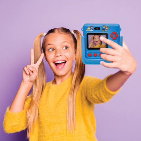 Starcam® print, pack caméra avec imprimante instantanée, mémoire flash intégrée, 4 rouleaux de papier, dragonne, protection 3d pat'patrouille et kit de personnalisation inclus BLEU 6 - vertbaudet enfant 