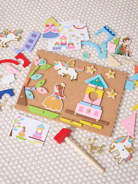 Jeu de clouage en bois avec liège Chantier+Ferme+Monde des fées+Monde des licornes 24 - vertbaudet enfant 