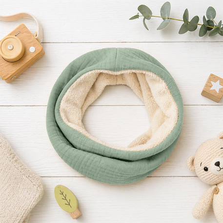 Tour de cou en coton bio Fraise+Honey+Rose+Vert 21 - vertbaudet enfant 