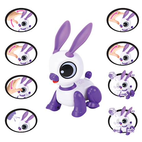 Power rabbit mini - robot lapin avec effets lumineux et sonores, contrôle par claquement de main, répétition Violet 2 - vertbaudet enfant 