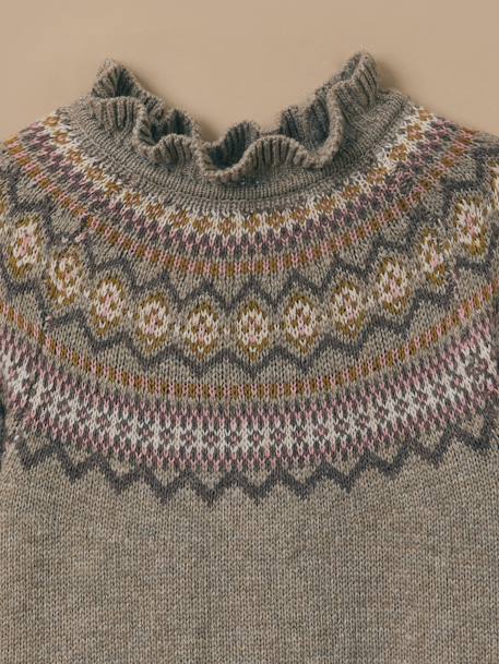 Robe jacquard en laine fille Beige 2 - vertbaudet enfant 