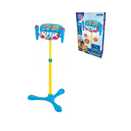 Microphone pat’ patrouille sur pied ajustable lumineux avec enceinte, 2 micros et effets vocaux, fonction bluetooth Bleu 1 - vertbaudet enfant 