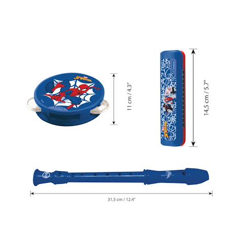 Set musical spiderman - tambourin, flûte & harmonica Bleu 2 - vertbaudet enfant 