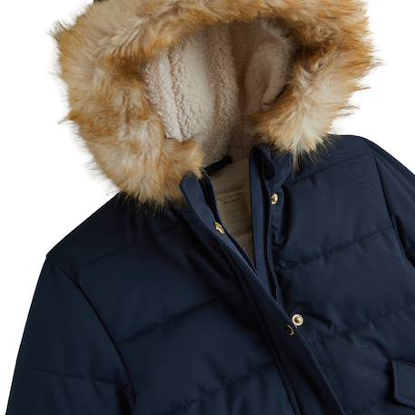 Doudoune enfant imperméable doublée sherpa avec capuche adèle Bleu 5 - vertbaudet enfant 