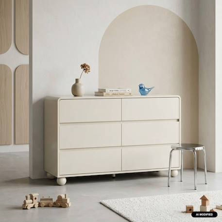 Commode enfant décor bois laqué 6 tiroirs - noushka Beige 1 - vertbaudet enfant 