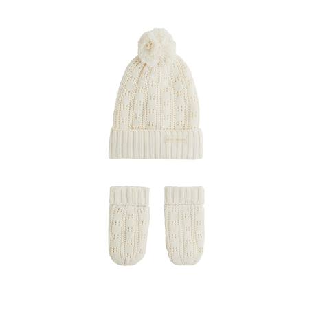 Bonnet enfant et moufles en tricot elise Ecru 2 - vertbaudet enfant 
