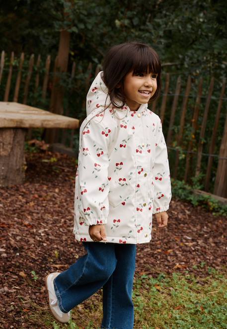 Manteau enfant imperméable doublé sherpa avec capuche louise Ecru 1 - vertbaudet enfant 