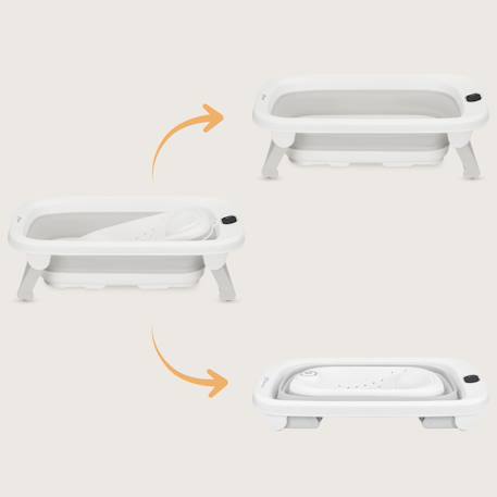 Baignoire pliable bébé babybubble avec thermomètre et 2 hauteurs réglables Grey ash+Pink mist 2 - vertbaudet enfant 
