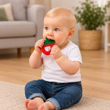 Lot de 2 anneaux de dentition réfrigérants fraise Rouge 3 - vertbaudet enfant 