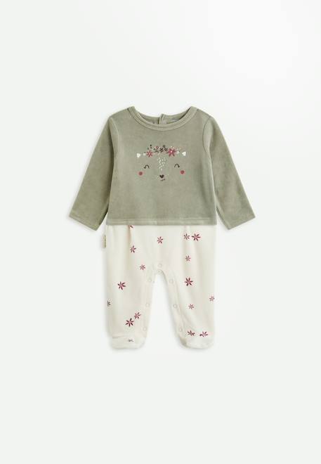 Pyjama bébé en velours misti Kaki 1 - vertbaudet enfant 