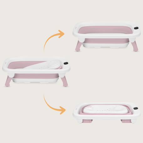 Baignoire pliable bébé babybubble avec thermomètre et 2 hauteurs réglables Grey ash+Pink mist 8 - vertbaudet enfant 