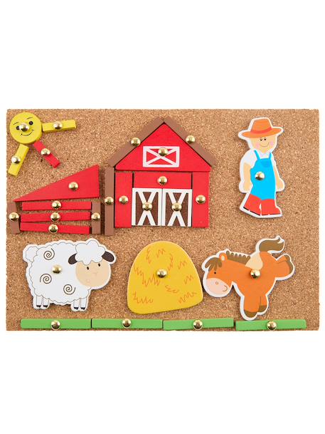 Jeu de clouage en bois avec liège Chantier+Ferme+Monde des fées+Monde des licornes 9 - vertbaudet enfant 