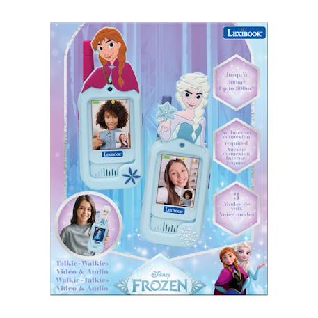 Talkie-walkie rechargeable la reine des neiges avec appel vidéo et écran couleur Bleu et rose 5 - vertbaudet enfant 
