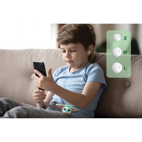 Écouteurs star wars bluetooth avec étui de chargement rotatif à 3 faces et chaîne incluse VERT 4 - vertbaudet enfant 