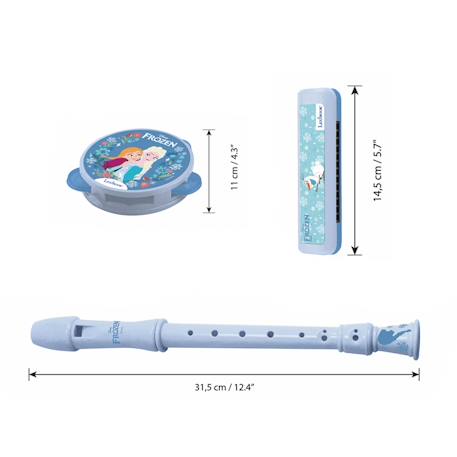 Set musical la reine des neiges - tambourin, flûte & harmonica Bleu 2 - vertbaudet enfant 