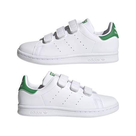 Baskets enfant en cuir Blanc uni+Blanc, vert 10 - vertbaudet enfant 