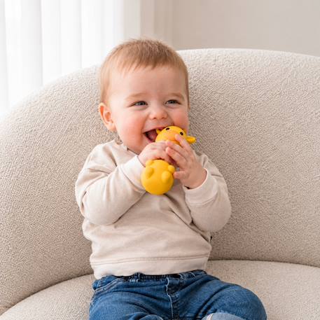 Hochet sensoriel bébé en silicone à mordiller Beige+Jaune 7 - vertbaudet enfant 