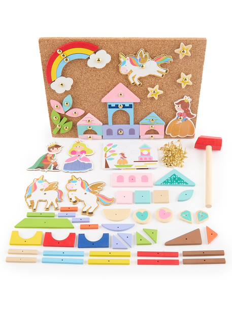 Jeu de clouage en bois avec liège Chantier+Ferme+Monde des fées+Monde des licornes 20 - vertbaudet enfant 