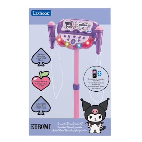 Microphone kuromi sur pied ajustable lumineux avec enceinte, 2 micros et effets vocaux, fonction bluetooth Violet 5 - vertbaudet enfant 