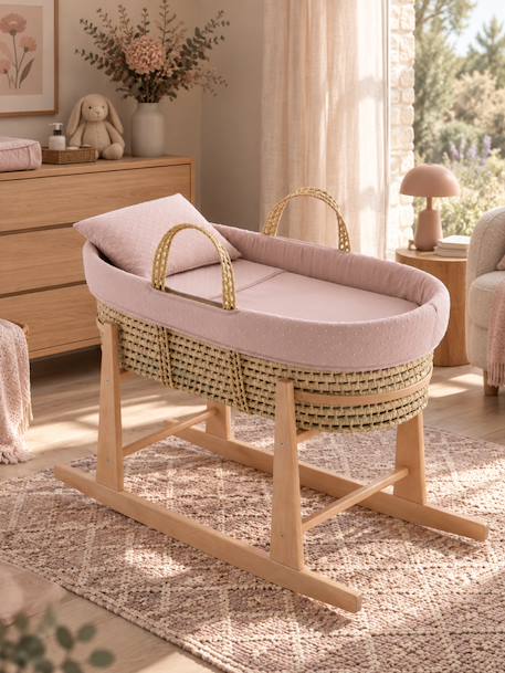 Couffin bébé matelassé avec support en bois Rose 1 - vertbaudet enfant 