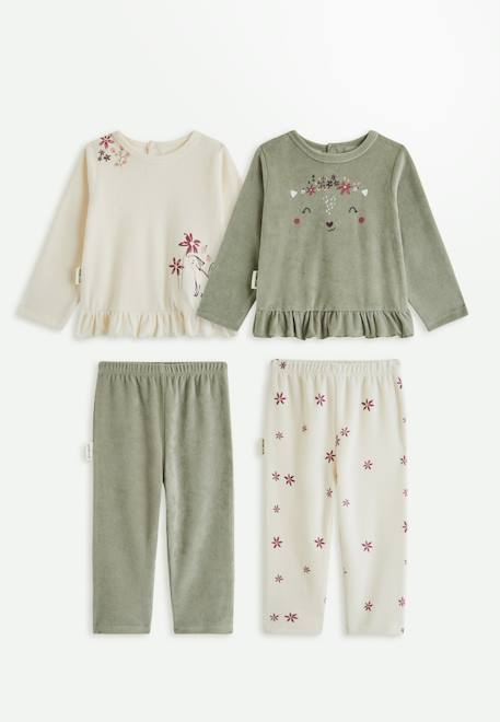 Lot de 2 pyjamas enfant 2 pièces en velours misti Rose 1 - vertbaudet enfant 
