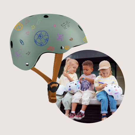 Casque de vélo enfant personnalisable 50-56 cm Beige sand+Blue sky+Green sage+Pink rose 18 - vertbaudet enfant 
