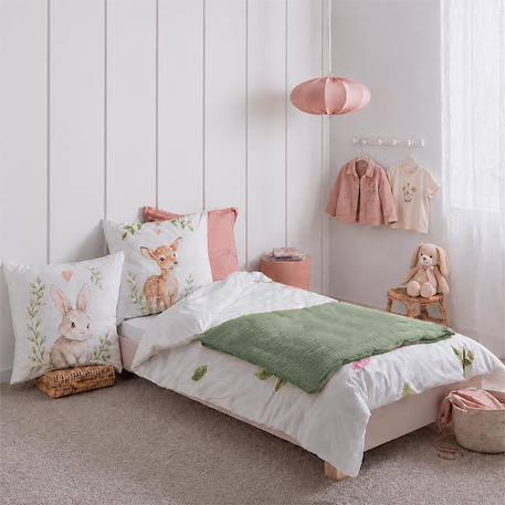 Housse d'edredon en coton bio Blanc+Fraise+Honey+Rose+Vert+Vichy 27 - vertbaudet enfant 