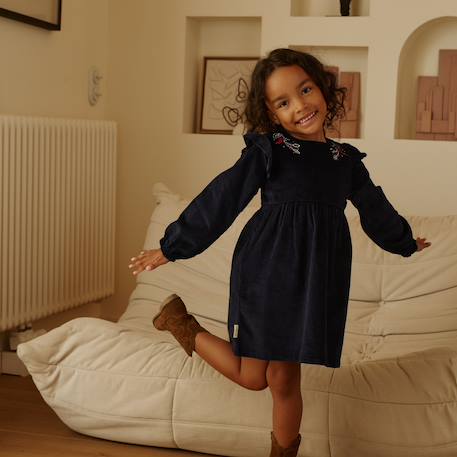 Robe enfant en velours côtelé ilana Bleu 5 - vertbaudet enfant 