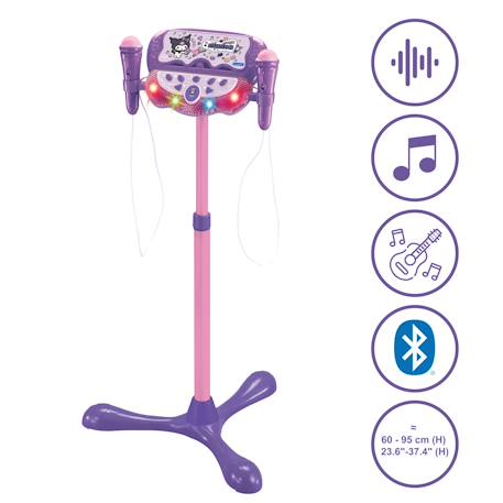 Microphone kuromi sur pied ajustable lumineux avec enceinte, 2 micros et effets vocaux, fonction bluetooth Violet 2 - vertbaudet enfant 