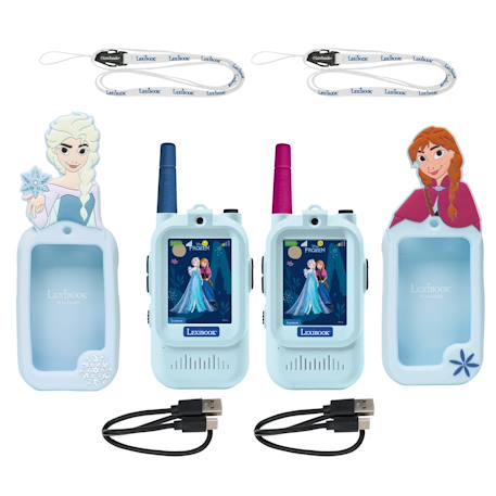 Talkie-walkie rechargeable la reine des neiges avec appel vidéo et écran couleur Bleu et rose 1 - vertbaudet enfant 