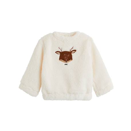 Sweat-shirt bébé en sherpa oslo Ecru 2 - vertbaudet enfant 