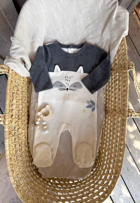 Pyjama bébé en velours québec Gris 1 - vertbaudet enfant 